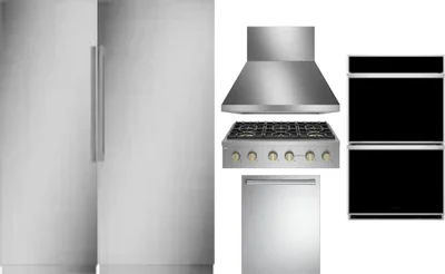 6 Piece Package Includes Refrigerator, Freezer, Cooktop, Wall Oven, Hood And Dishwasher
