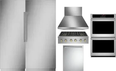 6 Piece Package Includes Refrigerator, Freezer, Cooktop, Wall Oven, Hood And Dishwasher