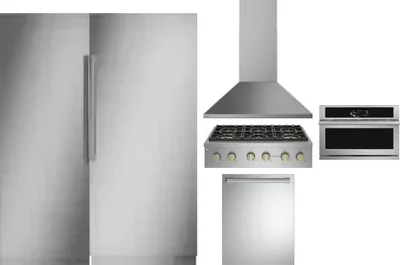 6 Piece Package Includes Refrigerator, Freezer, Cooktop, Wall Oven, Hood And Dishwasher