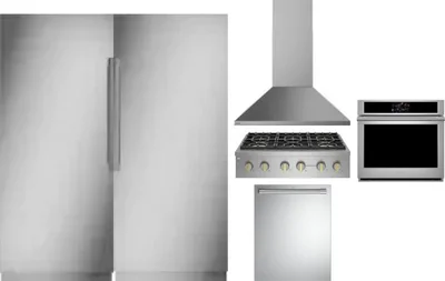 6 Piece Package Includes Refrigerator, Freezer, Cooktop, Wall Oven, Hood And Dishwasher