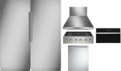 6 Piece Package Includes Refrigerator, Freezer, Cooktop, Wall Oven, Hood And Dishwasher