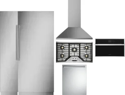 6 Piece Package Includes Refrigerator, Freezer, Cooktop, Wall Oven, Hood And Dishwasher
