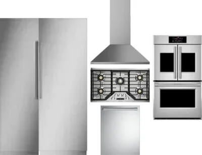 6 Piece Package Includes Refrigerator, Freezer, Cooktop, Wall Oven, Hood And Dishwasher