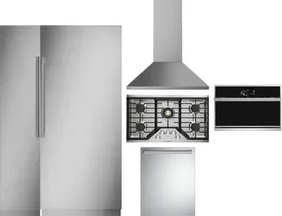 6 Piece Package Includes Refrigerator, Freezer, Cooktop, Wall Oven, Hood And Dishwasher
