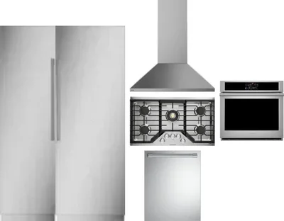 6 Piece Package Includes Refrigerator, Freezer, Cooktop, Wall Oven, Hood And Dishwasher