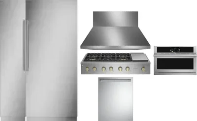 6 Piece Package Includes Refrigerator, Freezer, Cooktop, Wall Oven, Hood And Dishwasher