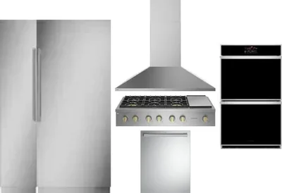 6 Piece Package Includes Refrigerator, Freezer, Cooktop, Wall Oven, Hood And Dishwasher