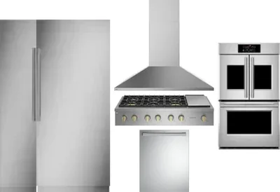 6 Piece Package Includes Refrigerator, Freezer, Cooktop, Wall Oven, Hood And Dishwasher