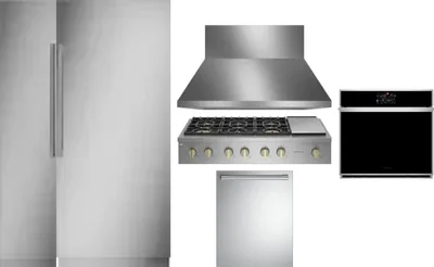 6 Piece Package Includes Refrigerator, Freezer, Cooktop, Wall Oven, Hood And Dishwasher