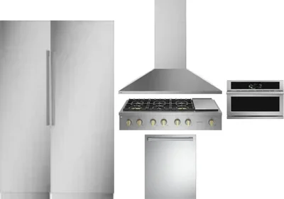 6 Piece Package Includes Refrigerator, Freezer, Cooktop, Wall Oven, Hood And Dishwasher