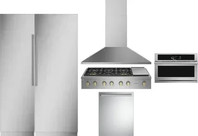 6 Piece Package Includes Refrigerator, Freezer, Cooktop, Wall Oven, Hood And Dishwasher