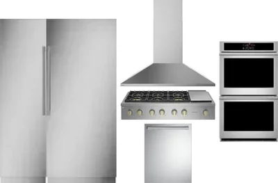 6 Piece Package Includes Refrigerator, Freezer, Cooktop, Wall Oven, Hood And Dishwasher