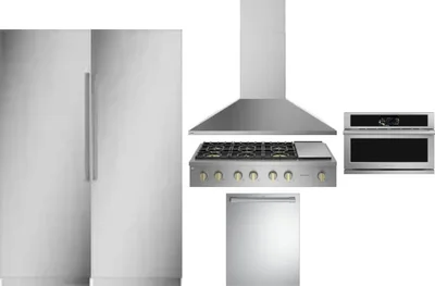 6 Piece Package Includes Refrigerator, Freezer, Cooktop, Wall Oven, Hood And Dishwasher
