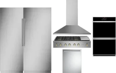 6 Piece Package Includes Refrigerator, Freezer, Cooktop, Wall Oven, Hood And Dishwasher