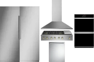 6 Piece Package Includes Refrigerator, Freezer, Cooktop, Wall Oven, Hood And Dishwasher