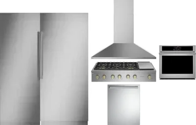 6 Piece Package Includes Refrigerator, Freezer, Cooktop, Wall Oven, Hood And Dishwasher
