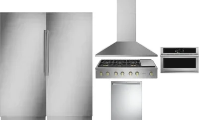6 Piece Package Includes Refrigerator, Freezer, Cooktop, Wall Oven, Hood And Dishwasher