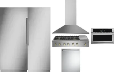 6 Piece Package Includes Refrigerator, Freezer, Cooktop, Wall Oven, Hood And Dishwasher