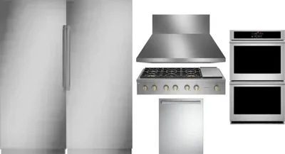 6 Piece Package Includes Refrigerator, Freezer, Cooktop, Wall Oven, Hood And Dishwasher