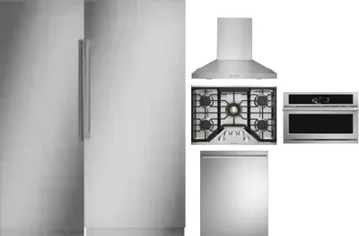 6 Piece Package Includes Refrigerator, Freezer, Cooktop, Wall Oven, Hood And Dishwasher