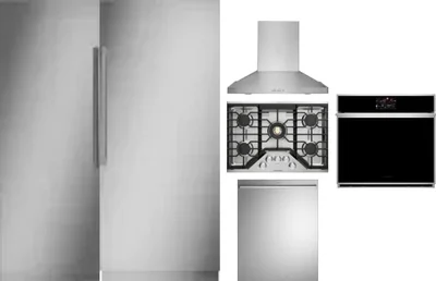 6 Piece Package Includes Refrigerator, Freezer, Cooktop, Wall Oven, Hood And Dishwasher