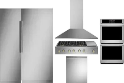 6 Piece Package Includes Refrigerator, Freezer, Cooktop, Wall Oven, Hood And Dishwasher