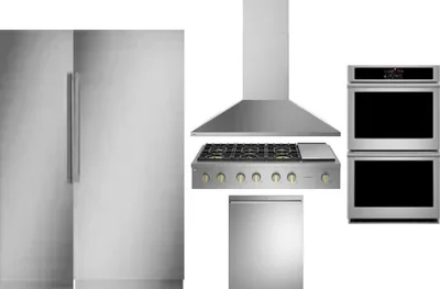 6 Piece Package Includes Refrigerator, Freezer, Cooktop, Wall Oven, Hood And Dishwasher