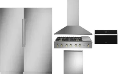 6 Piece Package Includes Refrigerator, Freezer, Cooktop, Wall Oven, Hood And Dishwasher
