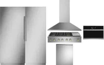 6 Piece Package Includes Refrigerator, Freezer, Cooktop, Wall Oven, Hood And Dishwasher