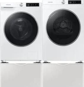 Side by Side Washer & Dryer Set on Pedestals