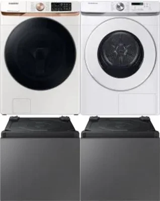 Side by Side Washer & Dryer Set on Pedestals