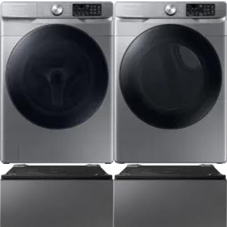 Side by Side Washer & Dryer Set on Pedestals