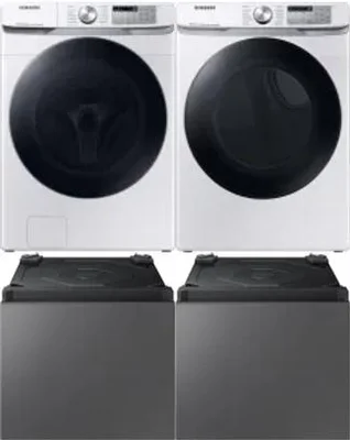 Side by Side Washer & Dryer Set on Pedestals