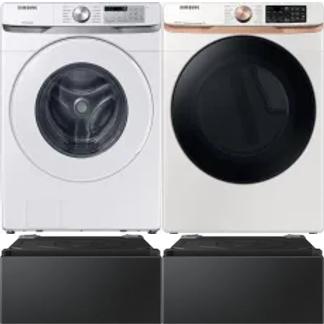 Side by Side Washer & Dryer Set on Pedestals