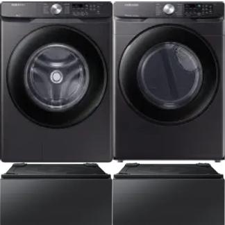 Side by Side Washer & Dryer Set on Pedestals