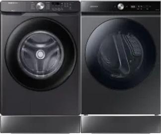 Side by Side Washer & Dryer Set on Risers