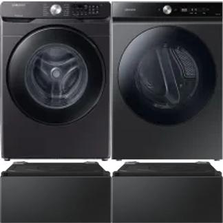 Side by Side Washer & Dryer Set on Pedestals