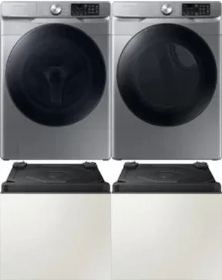 Side by Side Washer & Dryer Set on Pedestals