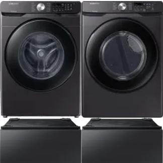 Side by Side Washer & Dryer Set on Pedestals