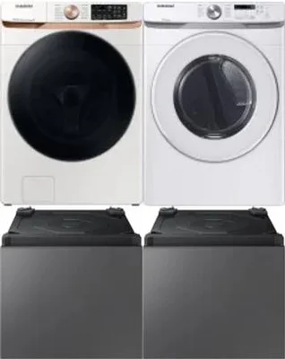 Side by Side Washer & Dryer Set on Pedestals