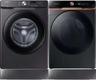 Side by Side Washer & Dryer Set on Risers
