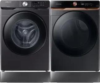 Side by Side Washer & Dryer Set on Risers