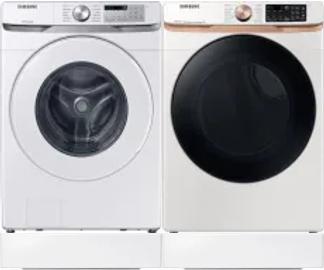 Side by Side Washer & Dryer Set on Risers