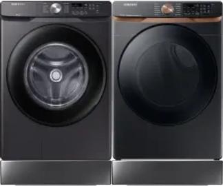 Side by Side Washer & Dryer Set on Risers