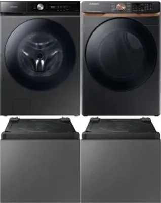 Side by Side Washer & Dryer Set on Pedestals