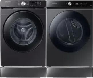 Side by Side Washer & Dryer Set on Risers