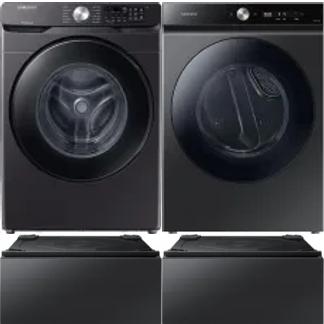 Side by Side Washer & Dryer Set on Pedestals