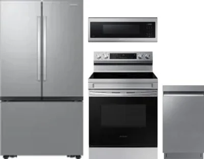 4 Piece Package Includes Refrigerator, Range, Microwave And Dishwasher