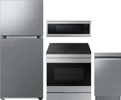 4 Piece Package Includes Refrigerator, Range, Microwave And Dishwasher