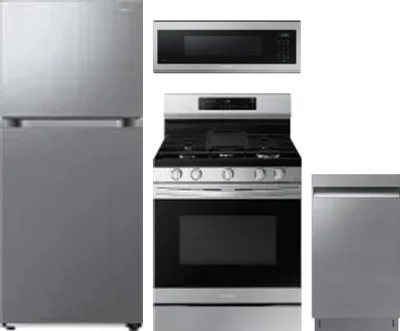 4 Piece Package Includes Refrigerator, Range, Microwave And Dishwasher